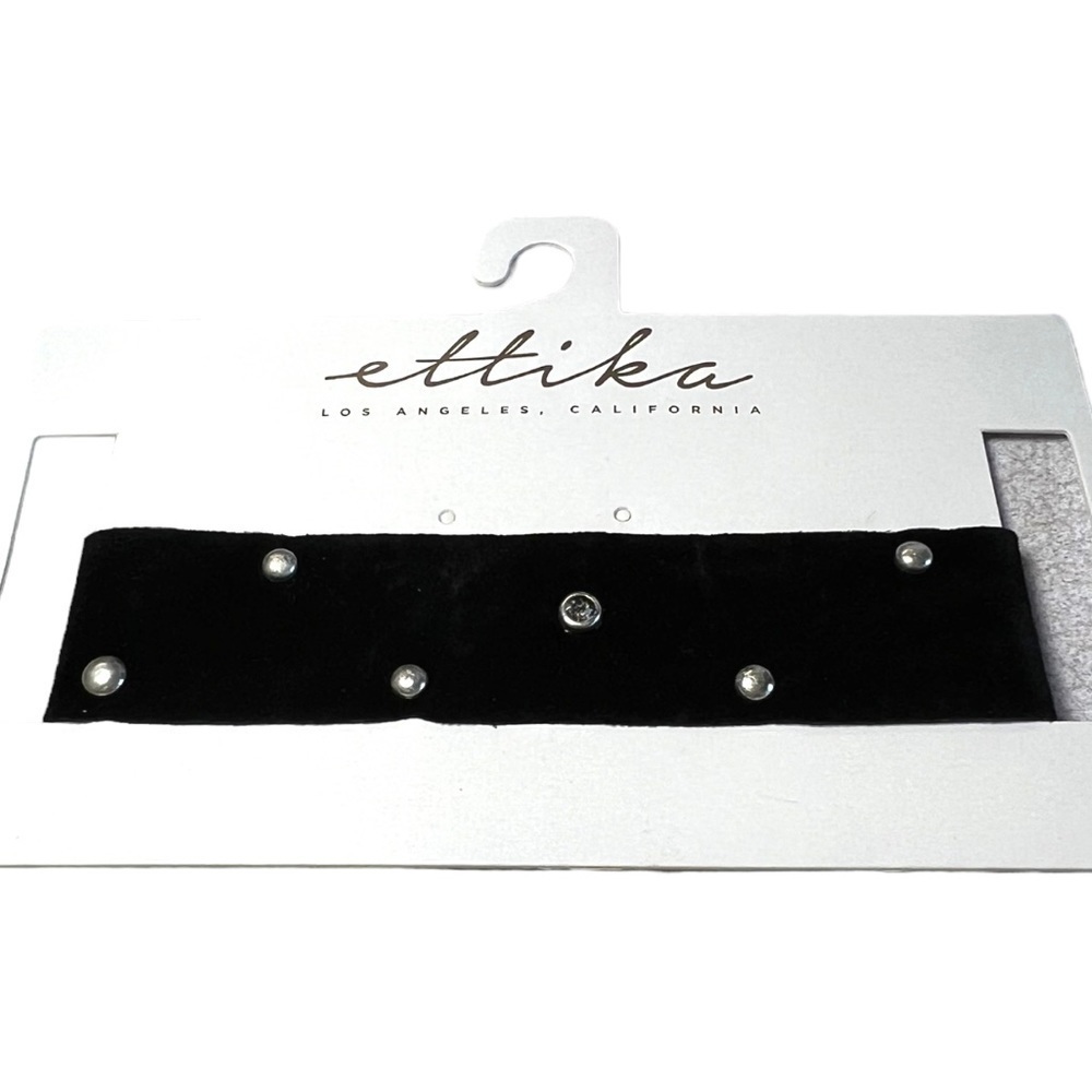 ettika Revolve Black Wide Choker with Metal Accents - NEW